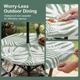 thumbnail image 5 of Round Outdoor Tablecloth with Umbrella Hole and Zipper, Palm Tree Monstera Tablecloth with Elastic Waterproof, Sage Green White Leaf Boho Botanical Patio Table Covers for 31" - 35" Pool Tables, 5 of 9