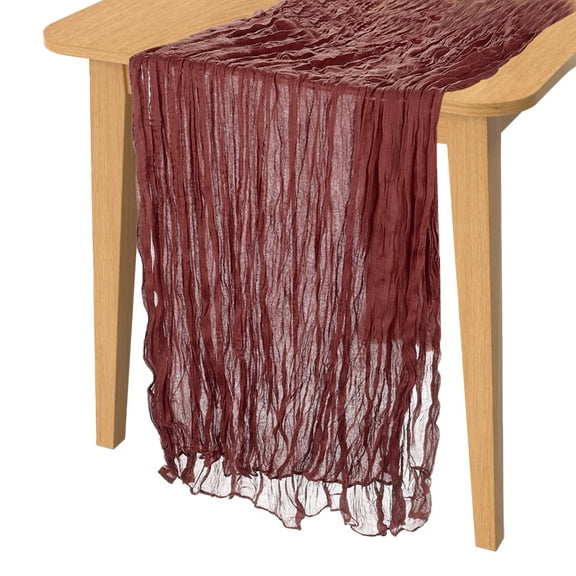 Uxcell 10Ft Cheesecloth Table Runner  Rustic Gauze Terracotta Cheese Cloth for Party Wedding Decor, Burgundy