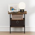 thumbnail image 4 of Furinno TIDUR Open Shelf Nightstand with Storage Bin. End Table. Columbia Walnut, 4 of 5