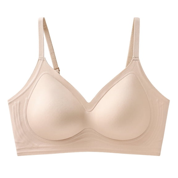 Yotami Womens T-Shirt Bras Everyday Support Bra for Daily Solid Color Push Up Wireless Bra, 36A, Beige