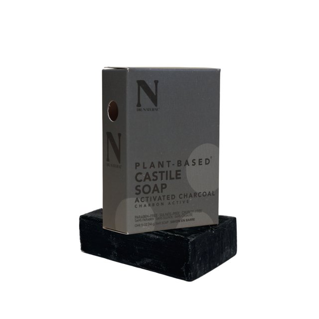 Dr. Natural Jabón de Castilla Carbón Activado 141g, 100% Natural, Orgánico, Hipoalergénico y UltraHidratante para Todo tipo de Piel, Hecho de Plantas y Aceites Naturales, Toda la Familia, Multiusos