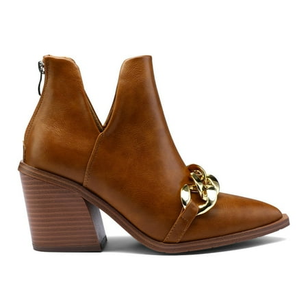

Mysoft Women s Fashion Cutout Ankle Boots Brown Pointed Toe Boots 11M