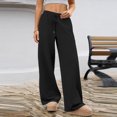 thumbnail image 6 of Women's Drawstring Waist Straight Streetwear Long Wide Leg Pants Casual Loose Baggy Workout Sweatpants Sports Trousers, 6 of 6