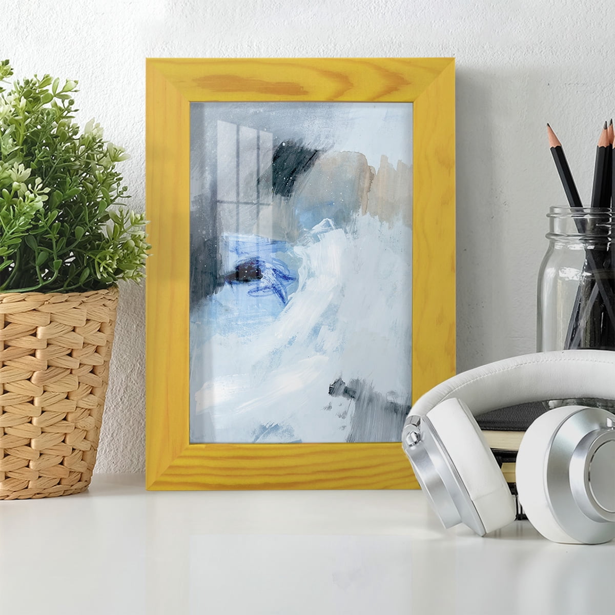 Welle I - Framed Print w/glass - Sunflower Yellow