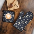 thumbnail image 5 of Darkblue Daisy Flower Yellow Centers Pattern Kitchen Oven Mitt and Pot Holder Sets 2 Pcs for Baking, Cooking and Grilling, Heat Resistant Up To 392 °F, 5 of 7