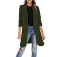 thumbnail image 2 of BiZtdJrK Women's Long Blazer Coats Winter Outdoor Wool Jackets Casual Slim Fit Lapel Dressy Suit Solid Color Warm Outerwear with Pockets Todays Sales Army Green L, 2 of 6