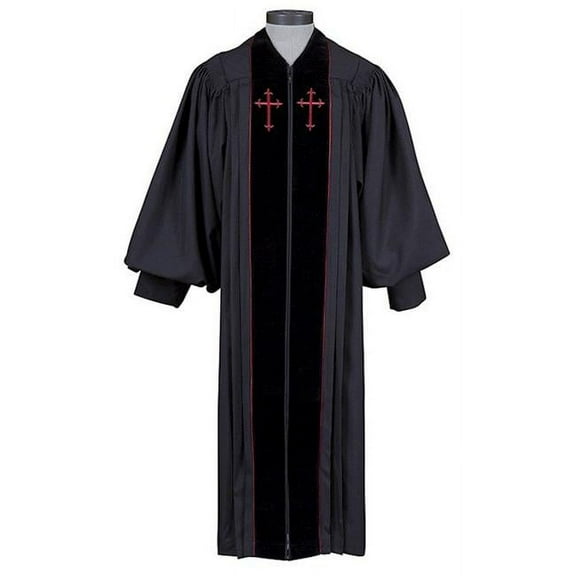 Pulpit Robe: Black With Red, 59"L