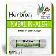 Herbion Naturals Nasal Inhaler Non-Medicated, 0.05 Fl Oz (1.5ml) - Relieves Nasal Congestion & Blockage, Sinusitis & Allergic Conditions - Menthol, Clove Oil, Eucalyptus Oil & Camphor