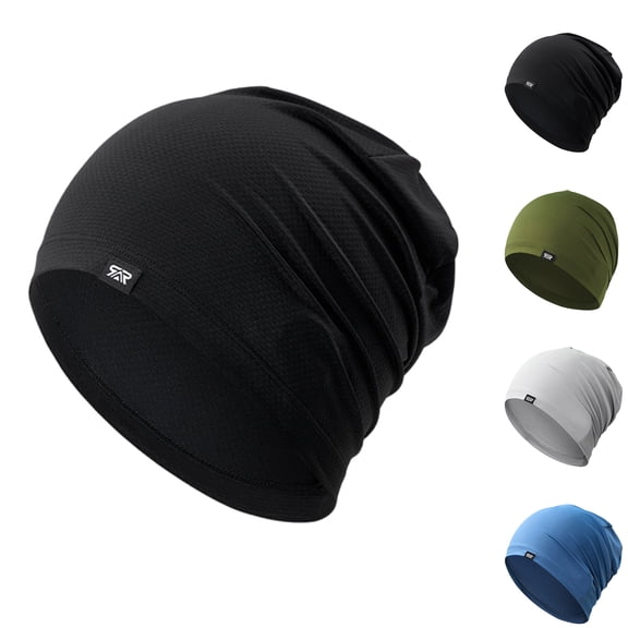 Resicozy Skull Caps for Men Women Lightweight Breathable Hat Thin Quick Dry Running for Cycling Black