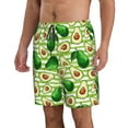 thumbnail image 2 of KLL Avocado Green Striped Men's Casual Summer Beach Shorts Hawaiian Shorts with Pockets-XX-Large, 2 of 5