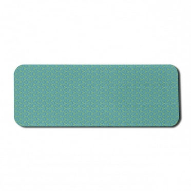 Abstract Geometry Computer Mouse Pad, Repetitive Triangles Squares Arrangement Illustration Print, Rectangle Non-Slip Rubber Mousepad Large, 31" x 12" Gaming Size, Sky Blue Yellow Green, by Ambesonne