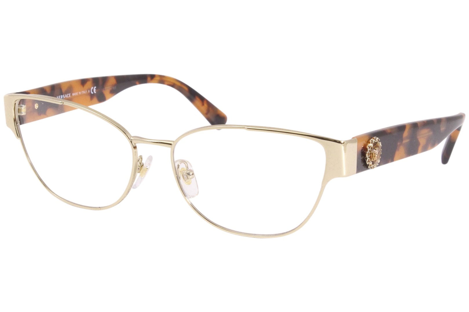 Versace 1267 B 1252 Eyeglasses Womens Pale Gold Full Rim Cat Eye