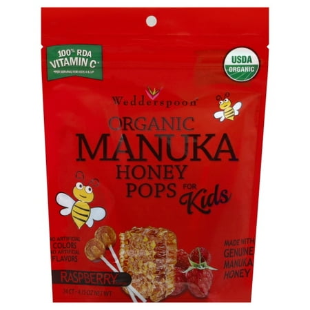 Wedderspoon  Organic Manuka Honey Pops  Raspberry  24 Count  4 15 oz  118
