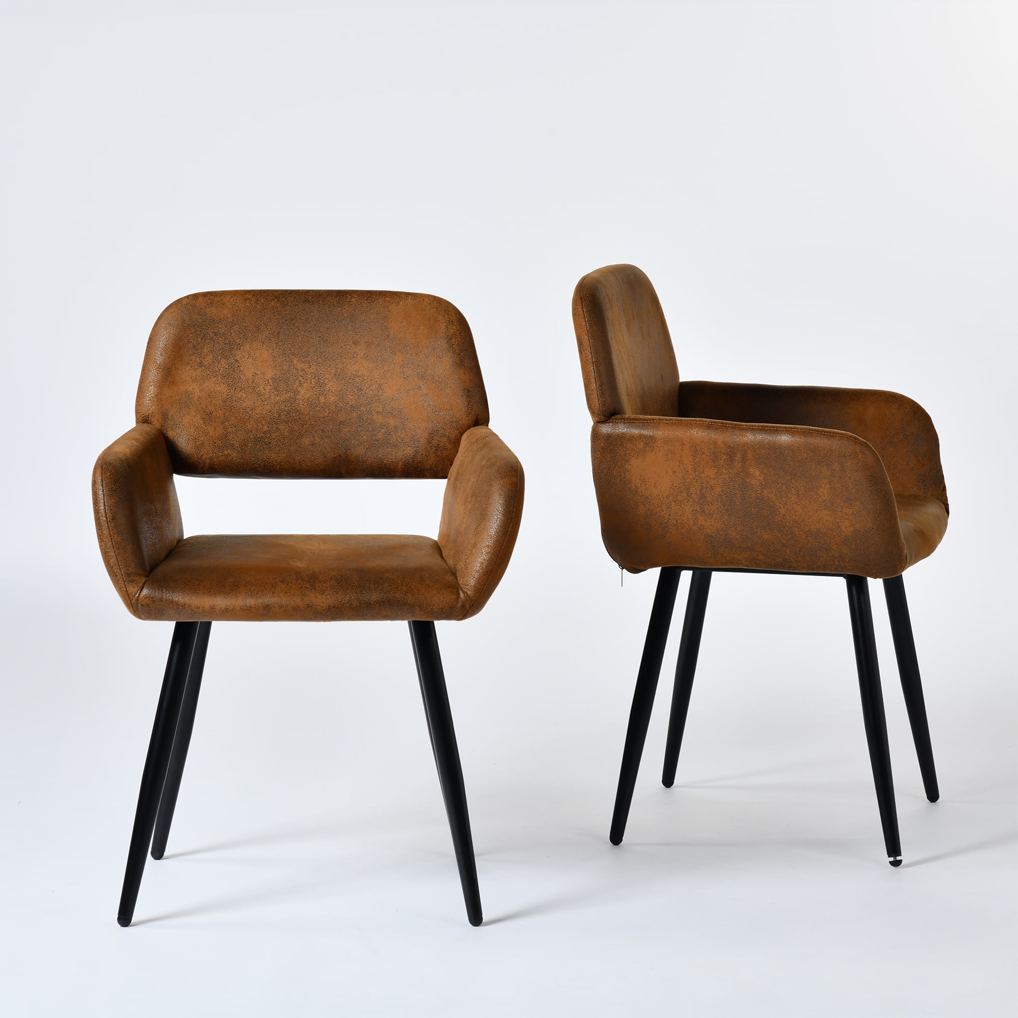 Homy Casa Dining Chair Set of 2, Upholstered Chairs for Breakfast Nook or Kitchen，Brown