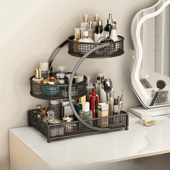 1PC Makeup Storage Rack Cosmetic Organizer Metal Organizing Box Multi-layer Skincare Lightweight No-Installation Home Storage