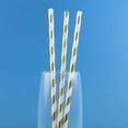 thumbnail image 6 of BalsaCircle 25 Pieces 8" Gold White Striped Paper Straws Disposable Party Event Picnic, 6 of 6