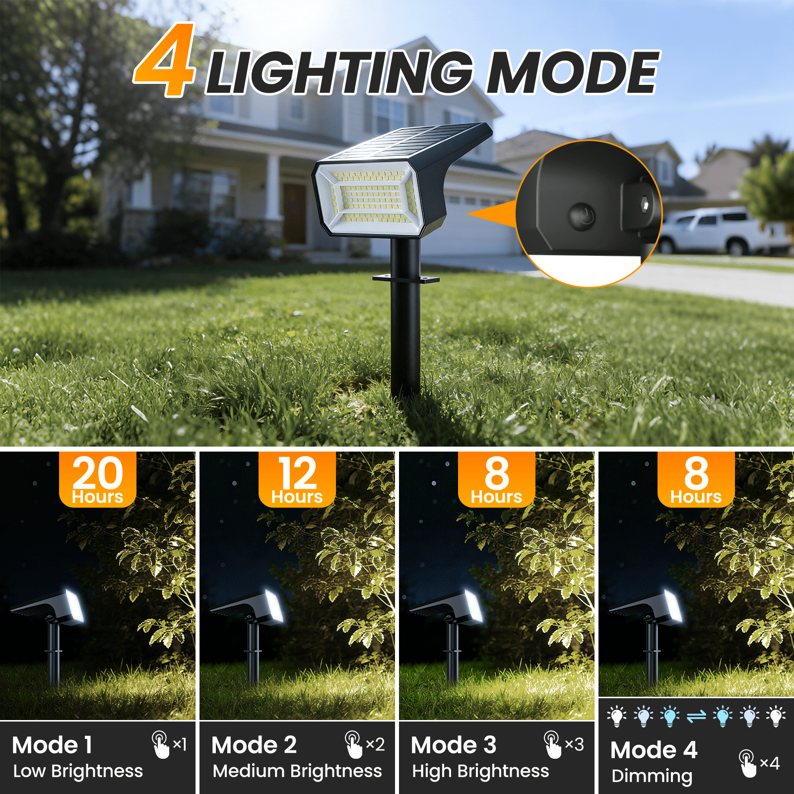 Nacinic Solar Spot Lights Outdoor [10 Pack, 108 LEDs, IP67] - 4 Modes & Auto On/Off. Bright Cold White Landscape Lights for Yard, Patio, Pathway.