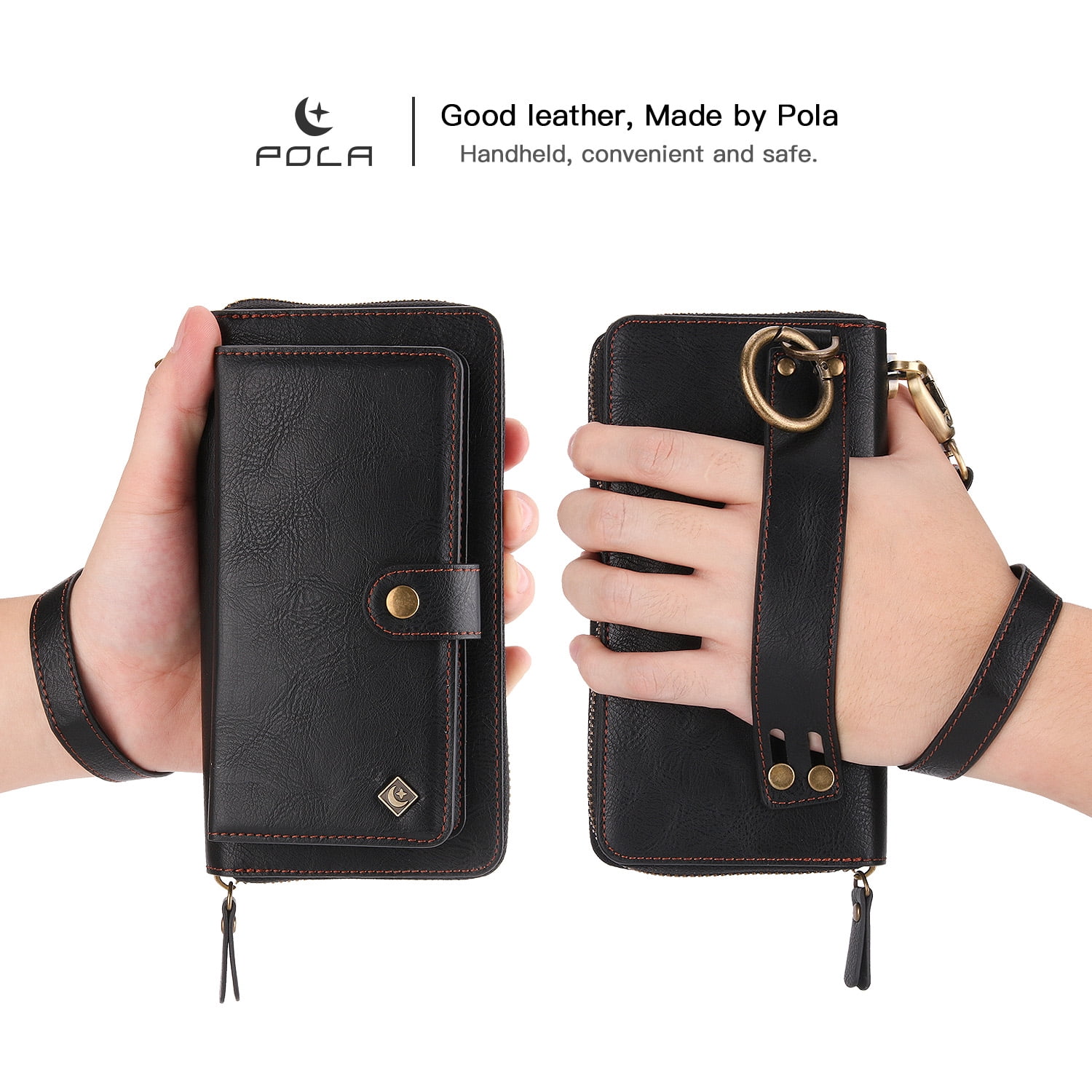 Samsung Galaxy S22 Ultra Leather Flip Case Cover, Galaxy S22 Ultra Zipper Wallet Case for Women and Men, Dteck 14 Card Holder Zipper Pocket Magnetic Detachable Wallet Folio Case Leather Pouch,Black
