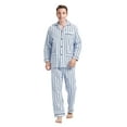 thumbnail image 3 of GLOBAL Conjuntos de Pijamas para Hombre, Ropa de Dormir de Franela 100% Algodón, Ropa de Dormir Superior E Inferior de Manga Larga, Rayas de Tejido Azul XL, 3 of 6