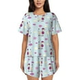thumbnail image 1 of Balery Poodle Dog Conjunto de Pijama para Mujer con Estampado, Dos Piezas de Manga Corta y Shorts, Ropa de Dormir Suave con Cuello Redondo y Bolsillos-Large, 1 of 6