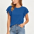 thumbnail image 6 of Admvng Womens Scoop Neck Casual Tops Ruffle Short Sleeve Summer Loose Fit Blouses, 6 of 7