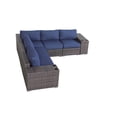 thumbnail image 3 of JERFIT 4-Person Outdoor Patio Sofa Set with Cushions, Fully Assembled Rattan Sectional Lounge Set for Garden, Poolside, Brown Wicker & Navy Blue, 3 of 8