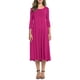 thumbnail image 3 of Qarigey Vestido de mujer Cuello Otoño Vestido de mujer Traje de cuello Media manga Vestido de columpio grande Vestidos Rosa roja XXL, 3 of 6