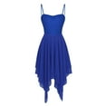 thumbnail image 3 of Jizyo Women's Lyrical Dance Dress Sleeveless Asymmetrical Chiffon Skirted Leotard Dancing Dress Blue L, 3 of 7