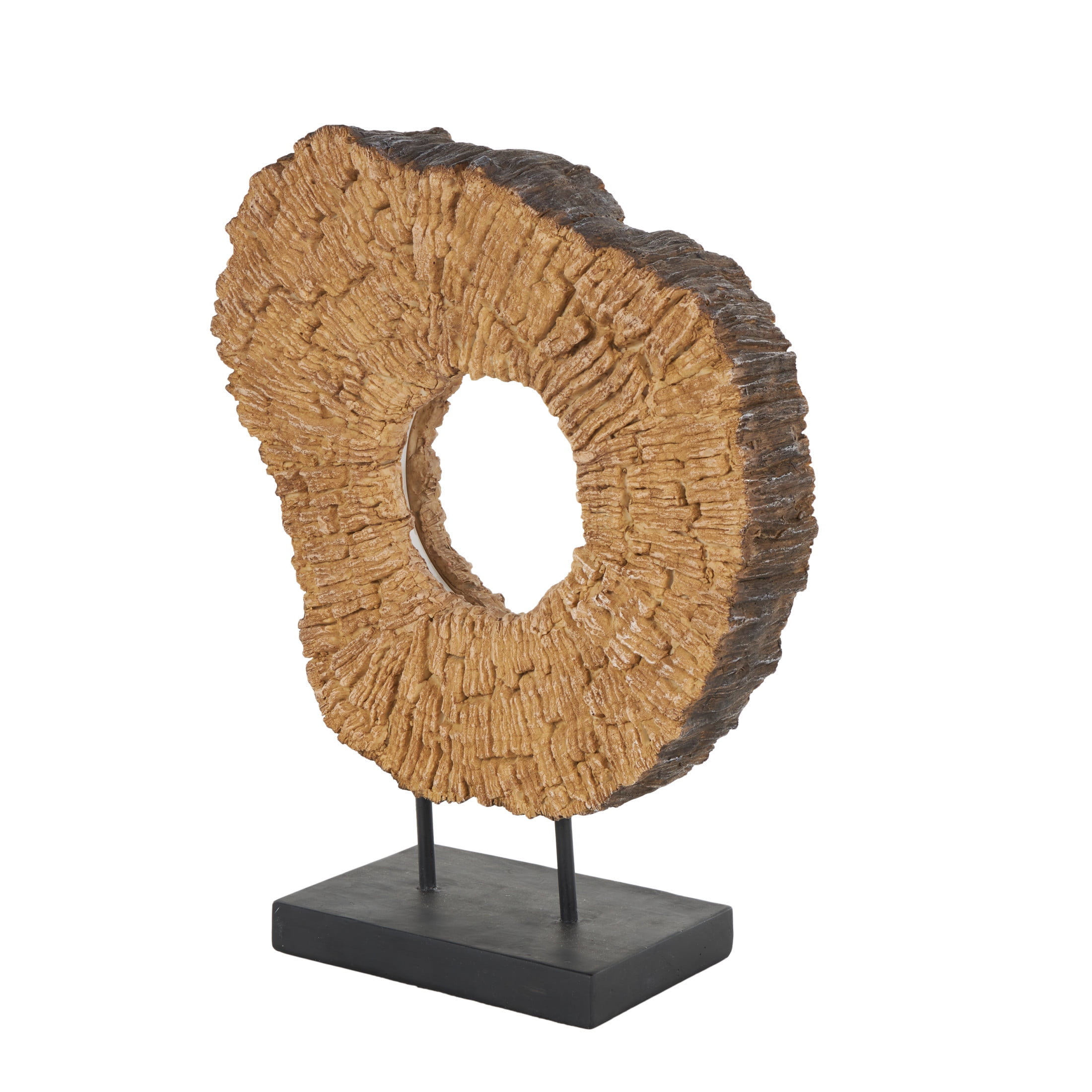 DecMode 18" Live Edge Brown Table Lamp with Shade