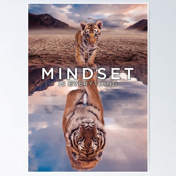 Mindset Is Everything, Tiger - Hustle Success Motivational Poster- Unframed Poster | Wall Art | Perfect For Home Decor & Gifts, 8x12