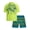 Yellow Palm Tree, variant on Boys' Rash Guard Set - UPF 50+ Short Sleeve Swim Shirt and Bathing Suit Trunks - Swimwear Set for Boys (4-14)