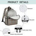 thumbnail image 4 of Brown Beige Plaid Checkered Pattern Backpack for School,Cute School Bag,Schoolbag with Adjustable Shoulder Straps & Padded Back,15.25"x11.5"x5.25", 4 of 5