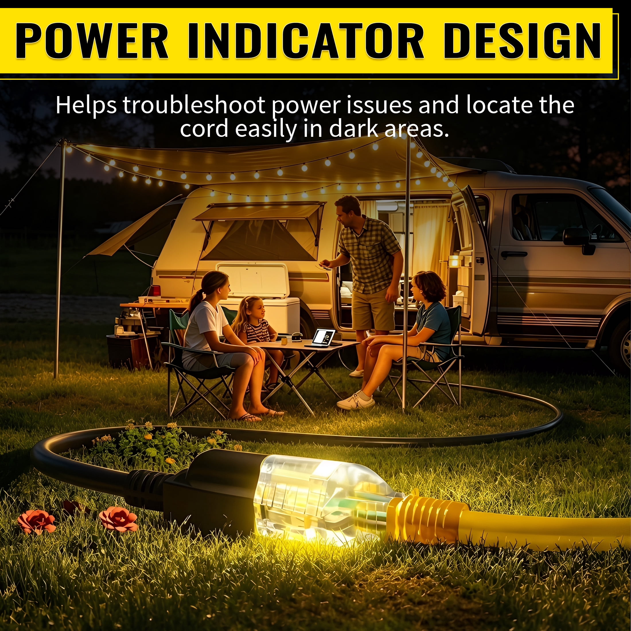 ZAZFO 100ft 10 Gauge Extension Cord, 3 Prong 5-15P to 5-15R, SJTW with Power Indicator Light, Heavy Duty Flexible Durable, Yellow Waterproof for Outdoor Use