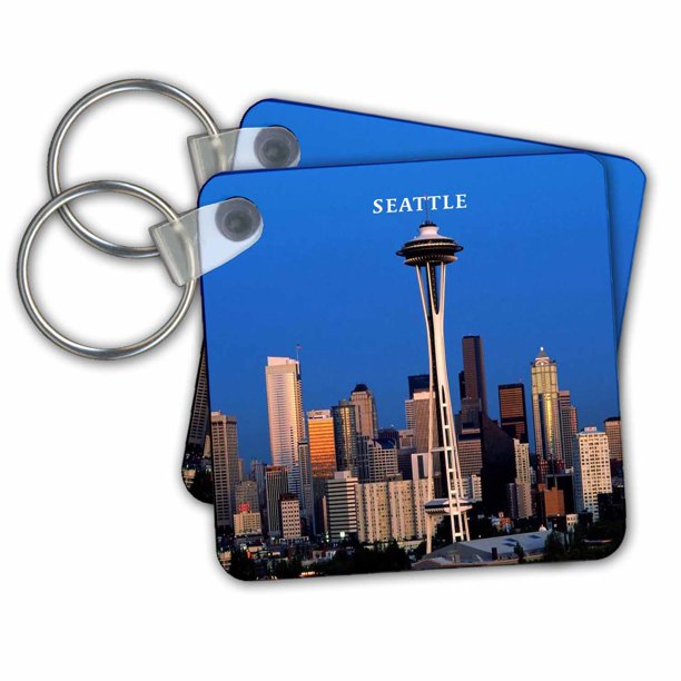 3drose 3drose Seattle Space Needle Key Chains 2 25 By 2 25 Inch Set Of 2 Walmart Com Walmart Com