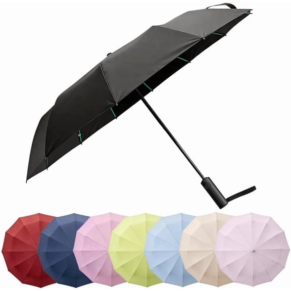 Compact Travel Umbrella, Automatic Folding Windproof 8 Ribs, Lightweight Small Portable Parasol for Rain & Sun with UV Protection, Fits , Backpack, Purse, Men & Women