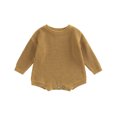 thumbnail image 1 of LNGOOR Newborn Infant Baby Girls Boys Jumpsuit  Knitting Ribbed Surface Round Neck Long Sleeve Solid Color Crotch Button Bodysuit 0-2T, 1 of 7