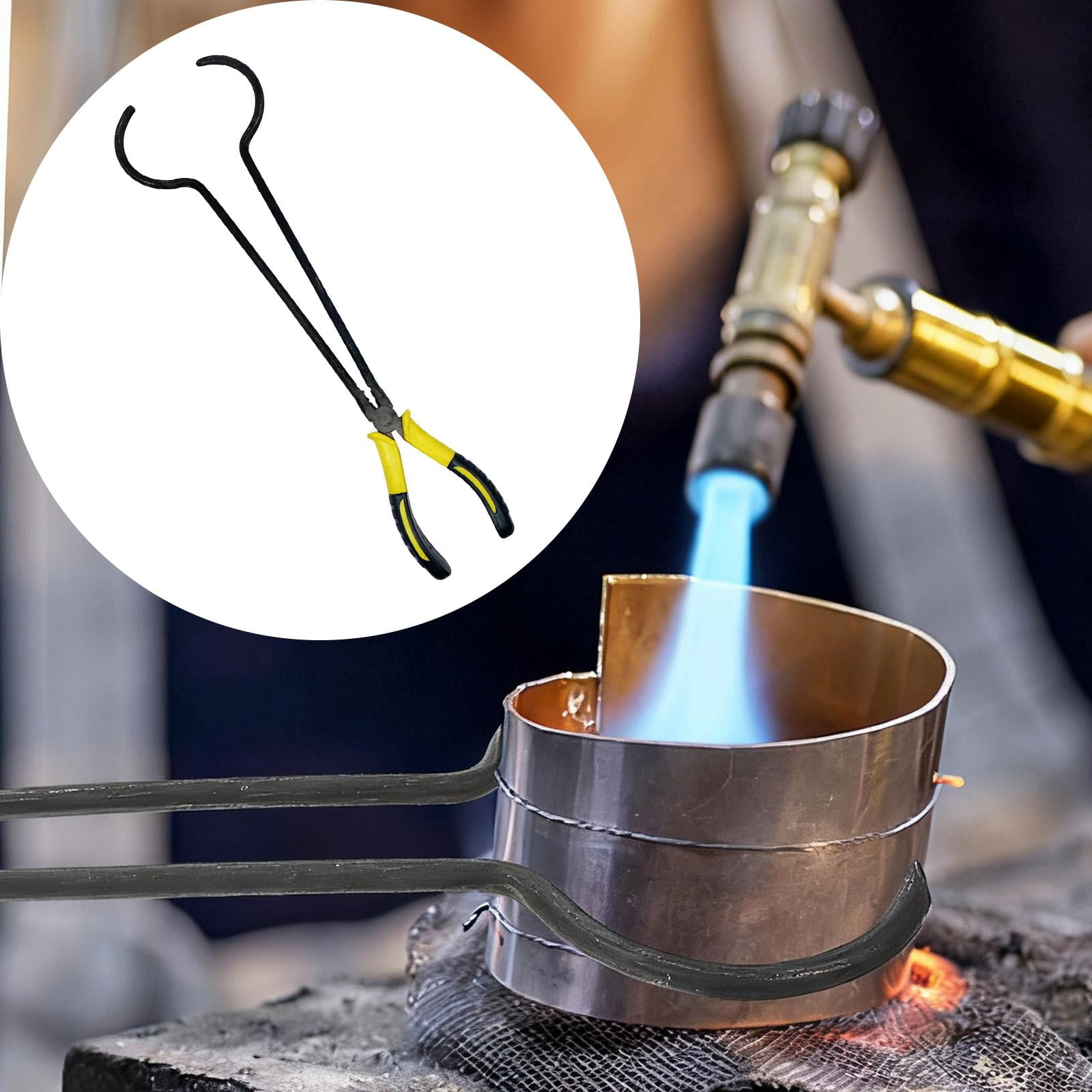 Crucible Tongs Furnace Clamp Jewelry Making Heat Resistant Rubber Grip Laboratory Metal Casting