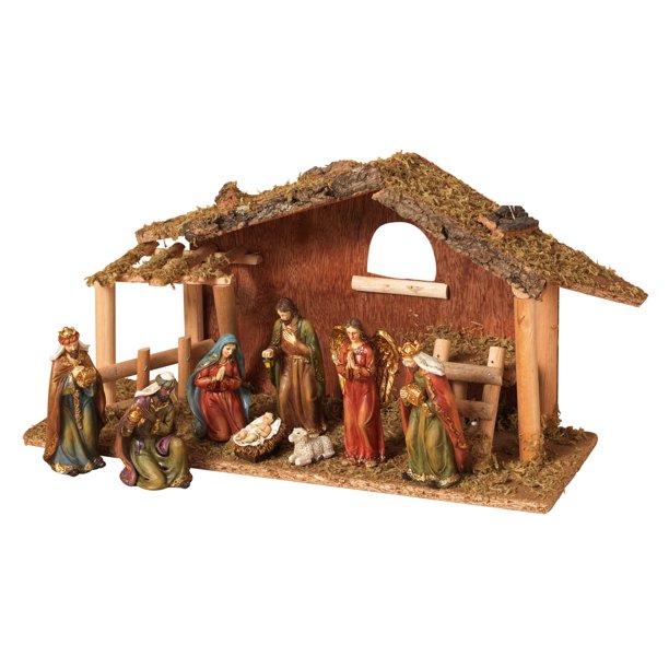 Gerson International Assorted Colors Resin Nativity Scenes, 9 Pieces