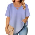 thumbnail image 2 of Tops de Manga Corta de Tamaño Más de las Mujeres, Blusas de Cuello en V Impresas de Verano de Moda para Uso Casual, Diario Y de Fiesta, 2 of 8