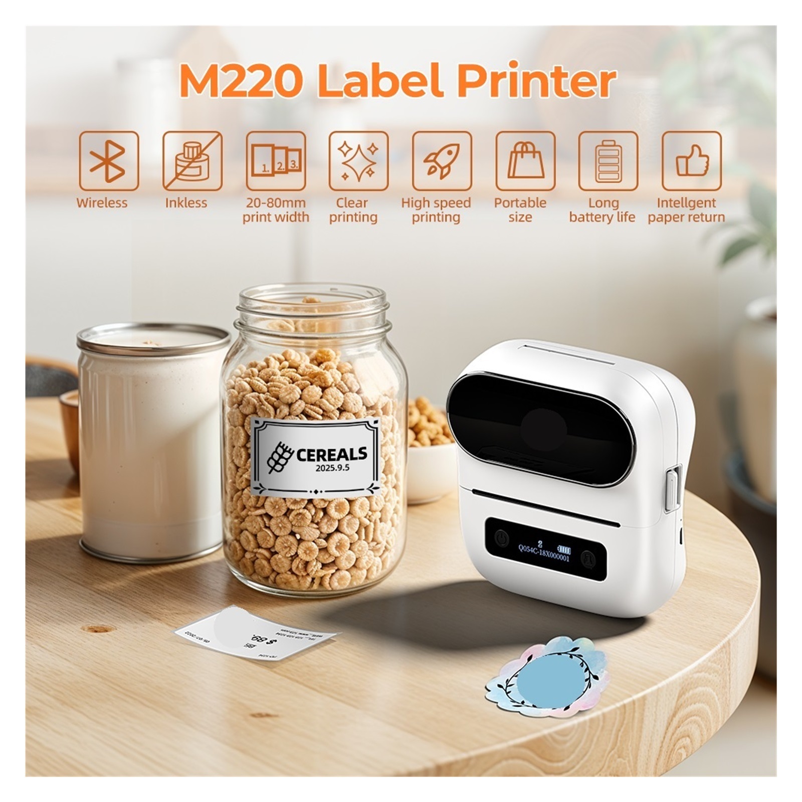 Label Printer Handheld Thermal Maker Bluetooth Barcode QR Code Sticker Paper Rolls Labeller