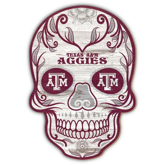 Texas A&M Aggies 12'' Sugar Skull Sign