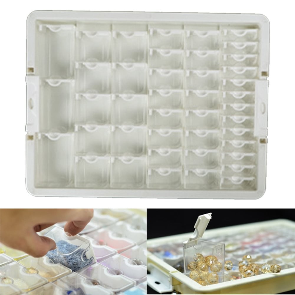 Bead Storage Box, Transparent Grids Box, Rectangle Storage Case Container, Painting Bead Storage Containers, Bead Organizers and Dots Storage Boxes, Rice Beads Nail Art Jewelry Display Boxes