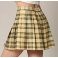 thumbnail image 3 of Made by Johnny Women's Plaid High Waist School Uniform Pleated Skater Tennis Skirt XL KHAKI_PLAID, 3 of 5