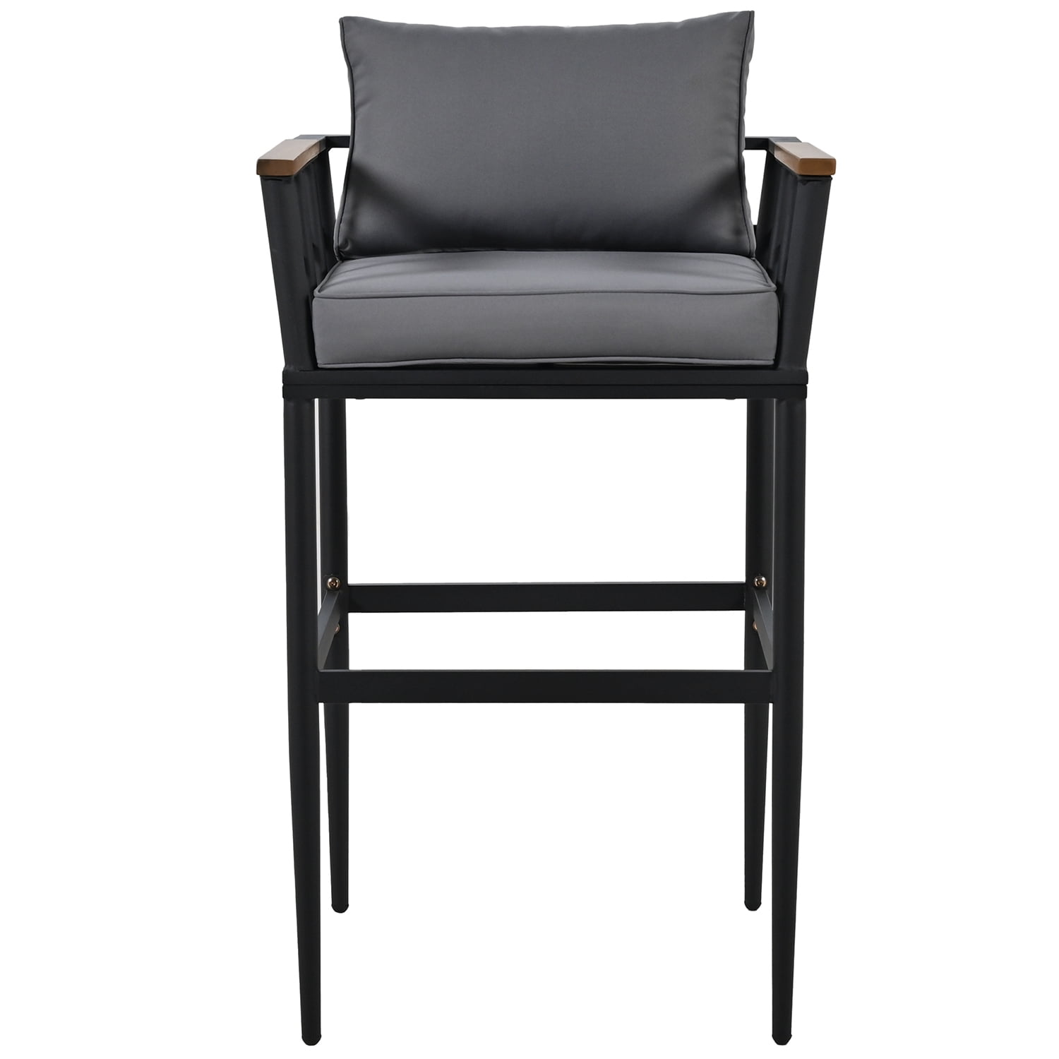 Kadyn 5-Piece Steel Outdoor Dining Set, Patio Dining Set for Balcony Or Backyard with Acacia Wood Armrest Suitable, Black