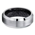 thumbnail image 2 of 8mm - Carbon Fiber Tungsten Ring - Silver Tungsten - Tungsten Wedding Band - Men's (Tungsten Carbide, 9), 2 of 4