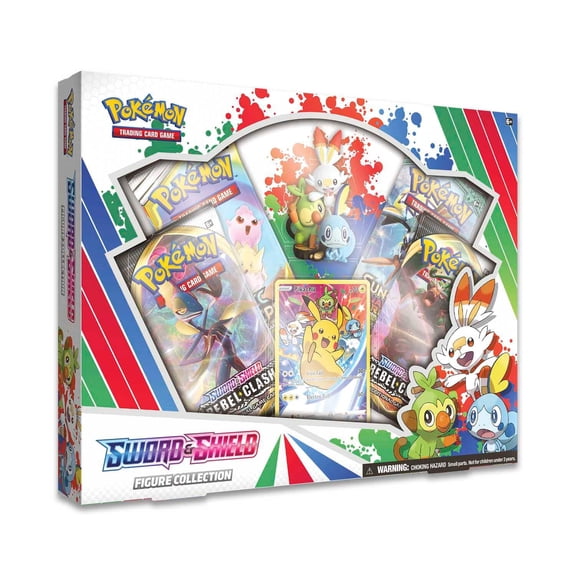Pokemong TCG: 2020 Sword & Shield Figure Collection Box- 1 Full Art Pikachu Card | Grookey, Scorhunny and Scobble Figure
