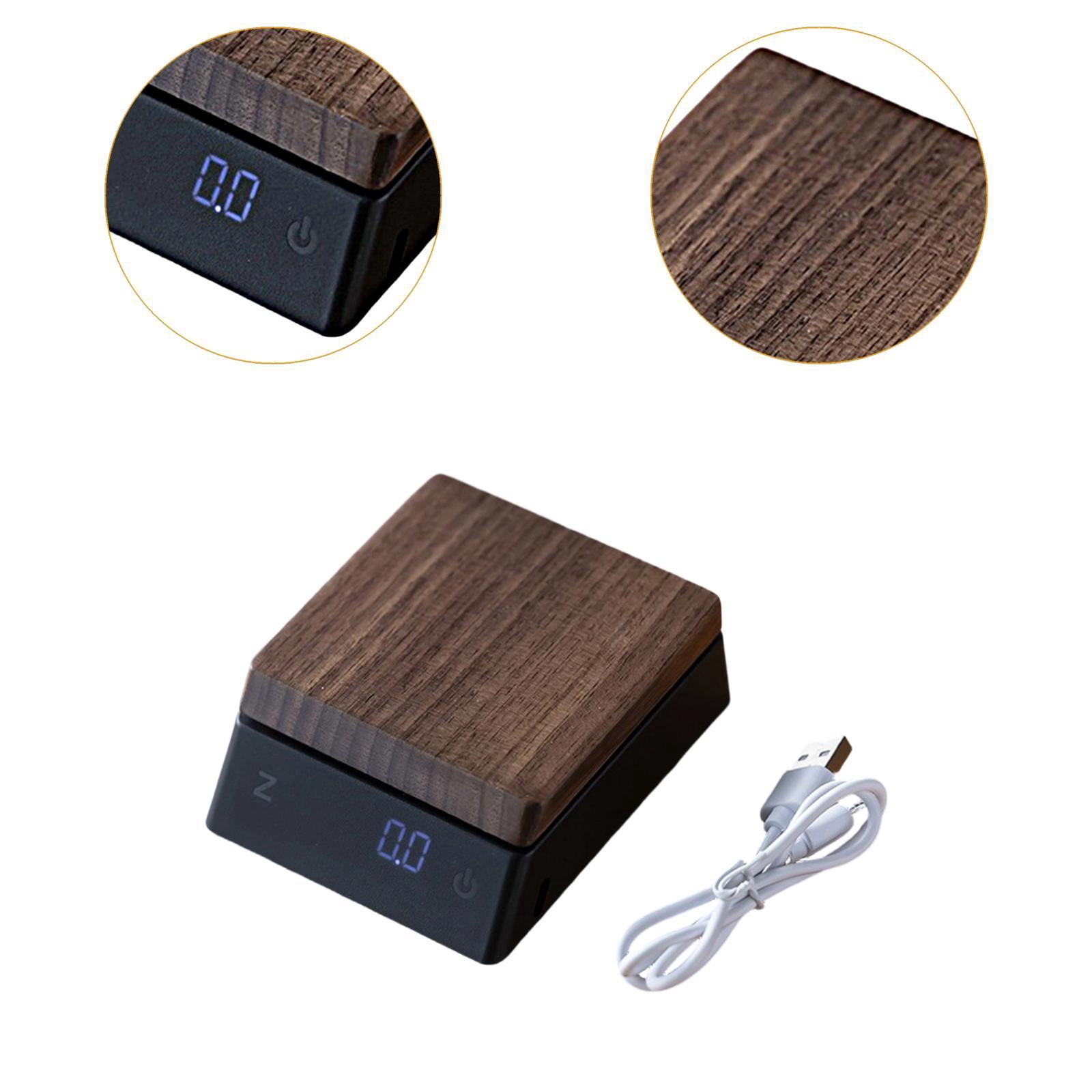 Fiocias Digital Coffee Scale High Precision Wood Compact Kitchen Weighing for Coffee and Black