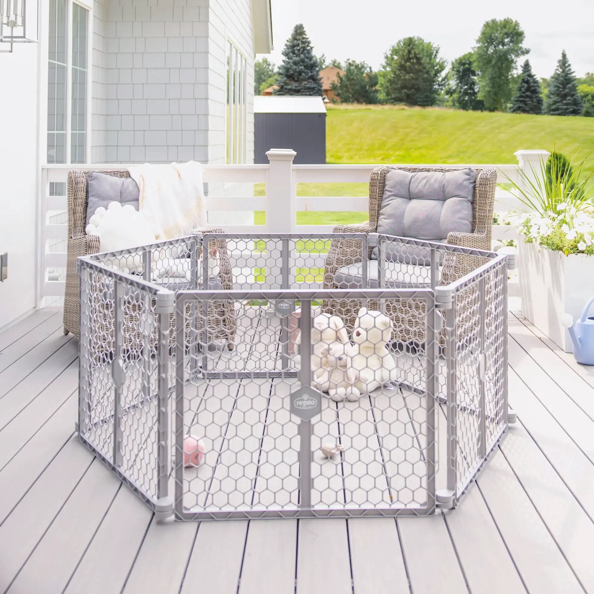 Regalo 2-in-1 Super Wide Baby Gate & Play Yard, 192”, Ages 6–24 Months