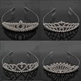 thumbnail image 4 of Corona de princesa opcional de oro y plata, banquete de boda, gran corona de diamantes de imitación, accesorios de boda, 4 of 5