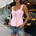 thumbnail image 5 of Jerdar Women's Summer Peplum Cami Top Tie Front Sweetheart Neck Ruffle Flared Hem Sleeveless Babydoll Going Out Tank Tops XL, 5 of 8